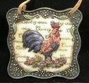 ROOSTER Wall Plaque New w/ Leather Strap