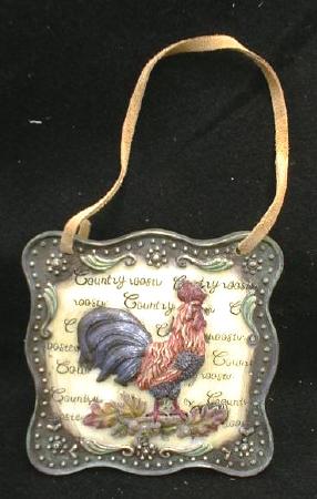ROOSTER Wall Plaque New w/ Leather Strap