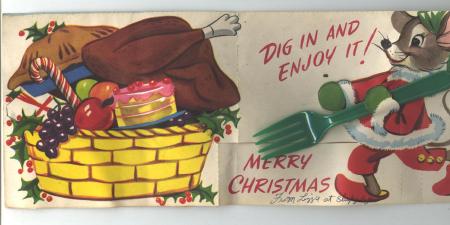 Old Christmas Greeting Card Foldout CUTE!