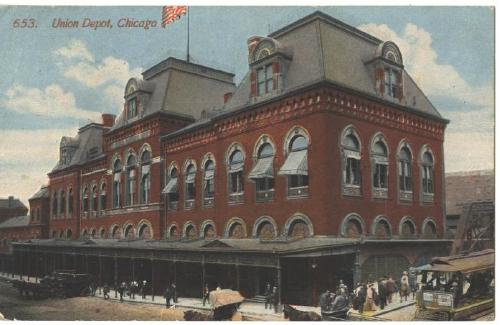 Railroad Union Depot Chicago, Illinois Post Card