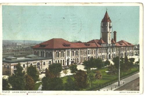 Railroad Union Depot Denver Colorado OLD 1911 Post Card
