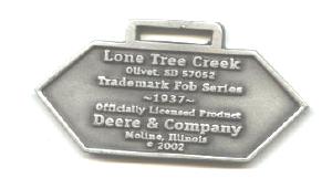 JOHN DEERE WATCH FOB 1937 Logo Fine Pewter