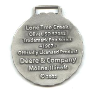 JOHN DEERE WATCH FOB 1907 Logo Fine Pewter
