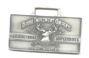 JOHN DEERE WATCH FOB 1889 Logo Fine Pewter