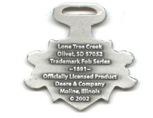 JOHN DEERE WATCH FOB 1891 Logo Fine Pewter