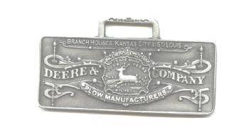 JOHN DEERE WATCH FOB 1876 Kansas City Pewter