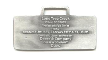 JOHN DEERE WATCH FOB 1876 Kansas City Pewter