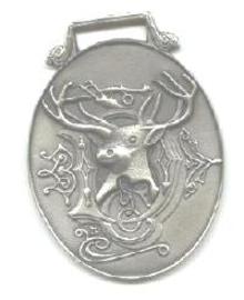 JOHN DEERE WATCH FOB 1880 Logo Fine Pewter