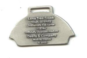 JOHN DEERE WATCH FOB 1876 Logo Fine Pewter
