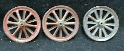 3 Old Metal Wheels Erector Set (?) Parts