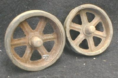 Rubber & Steel Wheels Set OLD Toy Parts 3