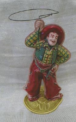 CELLULOID Western COWBOY Windup Lasso Old Toy