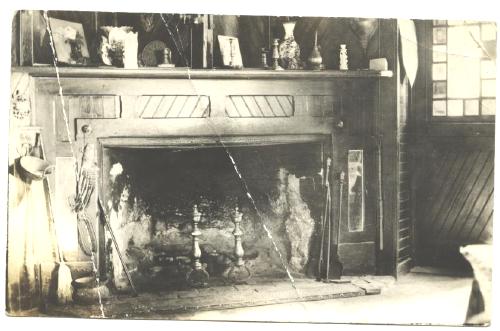 Old Antique Post Card Old Fashioned Fireplace