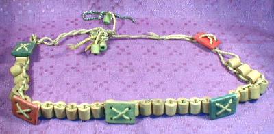 Old Vintage Child's Wood BEADS & BLOCKS String Belt