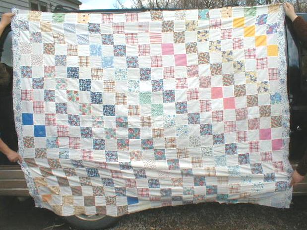Old Patchwork Quilt Top Cotton Stitched Homemade
