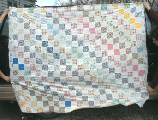 Old Patchwork Quilt Top Cotton Stitched Homemade