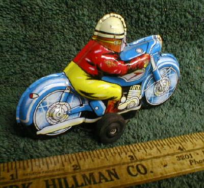 Tin Friction Motorcycle Old 1950's Toy Made in Japan