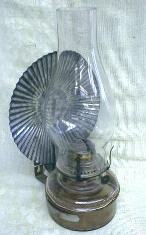 Glass Oil Lamp w/ Bracket Tin Reflector GUARANTEED Old