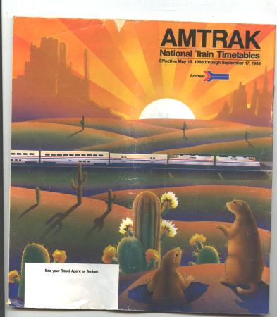 Old Amtrak National Train Timetables 1988