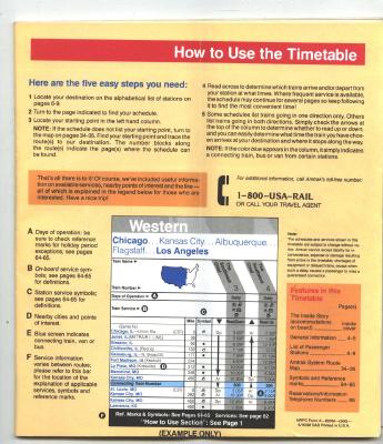 Old Amtrak National Train Timetables 1988