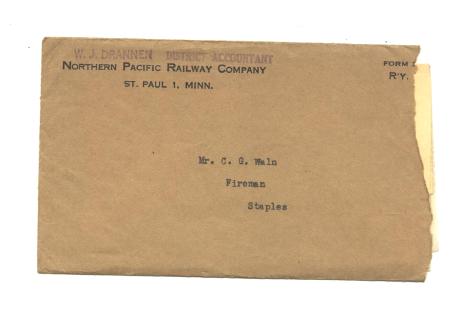 Old Northern Pacific Railway 1955 Envelope & Letter Minnesota Railroad