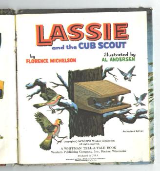 Old Lassie Childrens Book 1966 Lassie & The Cub Scout Whitman