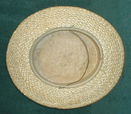 Antique Straw Boater Hat Black Ribbon - NICE