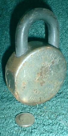 Old HURD Lock - E.R. Hurd Padlock Pad Lock Large Detroit MI