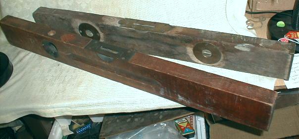 Old STANLEY Wood Levels (2) Wooden Carpenter's 1896