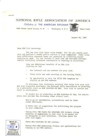 Old 1960 NRA American Rifleman Sighting-In Day Literature