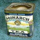 Old MONARCH Tea Tin Container Can Paper Label - LION