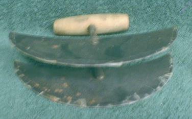 Antique Food Chopper Double Blade Knife Wood Handle