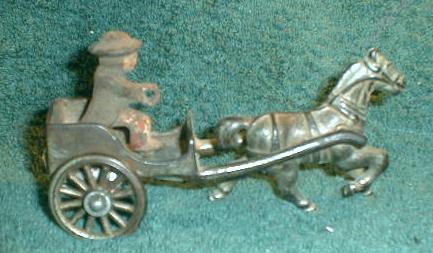 Old 1880 Cast Iron Horse Drawn Cart ORIGINAL Toy