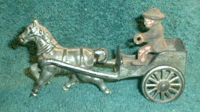Old 1880 Cast Iron Horse Drawn Cart ORIGINAL Toy