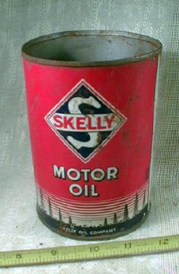 Old SKELLY Motor Oil Metal Can 1 quart