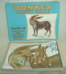 Old PinThe Tail Donkey Party Game Parker Bros. Complete