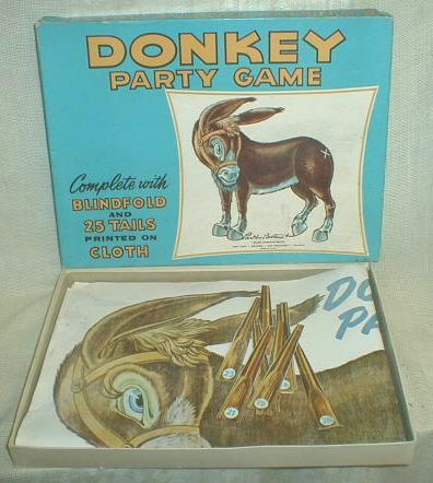 Old PinThe Tail Donkey Party Game Parker Bros. Complete
