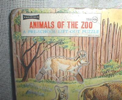 Old Puzzle Zoo Animals Saalfield Lift Out Pre-School