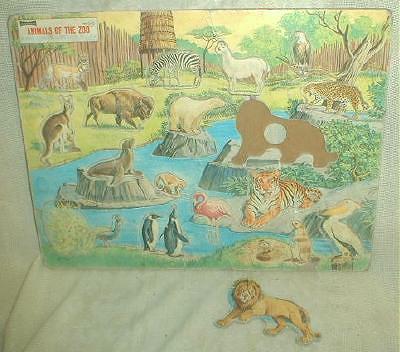 Old Puzzle Zoo Animals Saalfield Lift Out Pre-School
