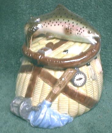 New Fish Creel Cookie Jar Trout Fishing Tackle