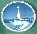 Old Christmas Collector Plate Cobalt Blue Church 1975