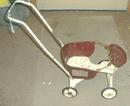 Old TURNER Baby Doll Buggy Metal Maroon & Cream Color