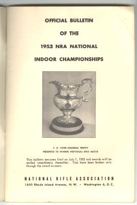 OLD Original NRA National Indoor 1953 Championships Booklet