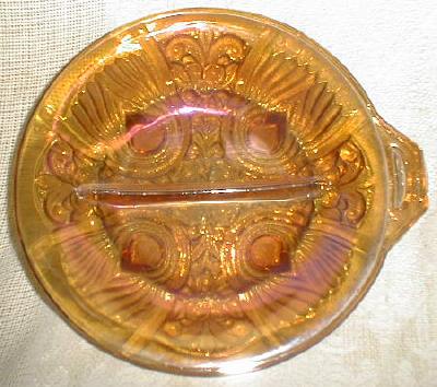 Old Carnival Glass Finish Divided Relish Dish 1960's