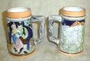 2 Old Beer Steins Mugs Cups JAPAN - COLORFUL!