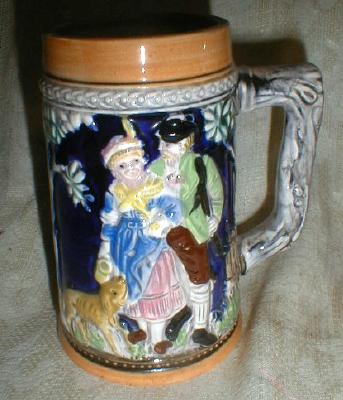 2 Old Beer Steins Mugs Cups JAPAN - COLORFUL!