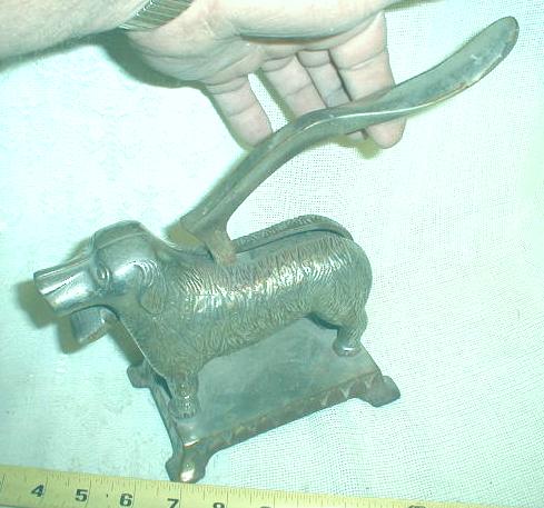 DOG NUT CRACKER Altoff Antique Nickle-Plated Cast Iron