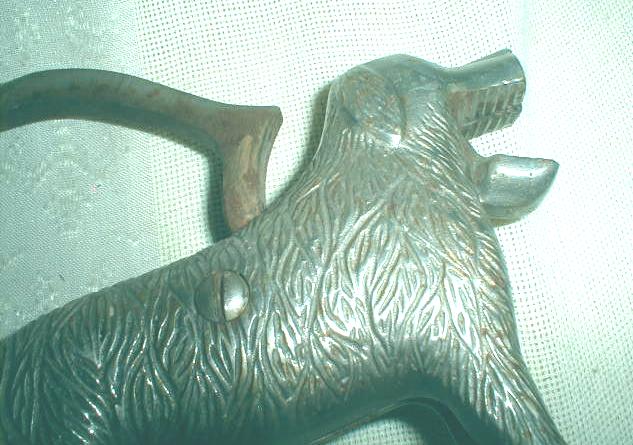 DOG NUT CRACKER Altoff Antique Nickle-Plated Cast Iron
