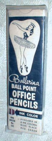 Old 1950 's NOS Ballerina Office Pencils ORIGINAL Box!