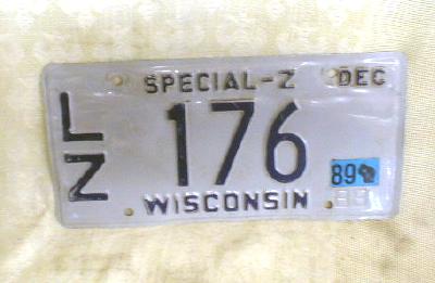 Old WISCONSIN License Plate Special - Z GREY 1988